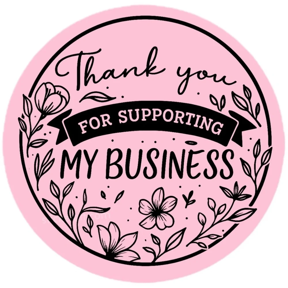 Thank You for Supporting My Business Sticker 2” | Floral Label for Packaging